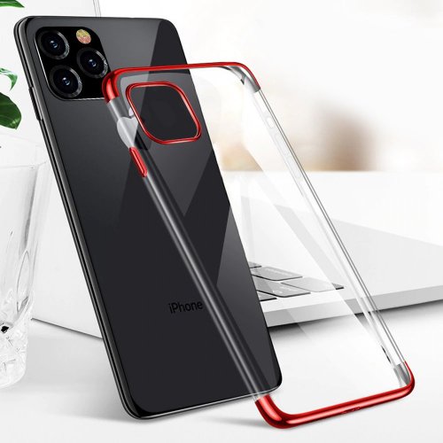 Obal pre iPhone 12 Pro Max | Kryt Electroplating frame transparent-červená