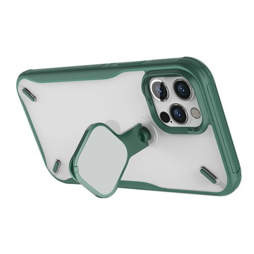 Obal pre iPhone 12 / 12 Pro | Kryt Nillkin Cyclops camera cover and foldable kickstand green