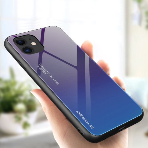 Obal pre iPhone 12 Mini | Kryt Gradient Glass Durable green-purple
