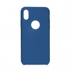 Obal pre iPhone X / iPhone XS | Kryt Forcell Silicone dark blue (s otvorom pre logo)