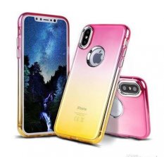Obal pre iPhone X / iPhone XS | Kryt GLITTER pink-yellow
