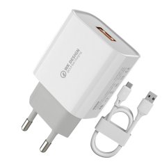 Nabíjačka do siete - WK Design WP-U57, Quick Charge 3.0, 18W + Dátový kábel Lightning 1m