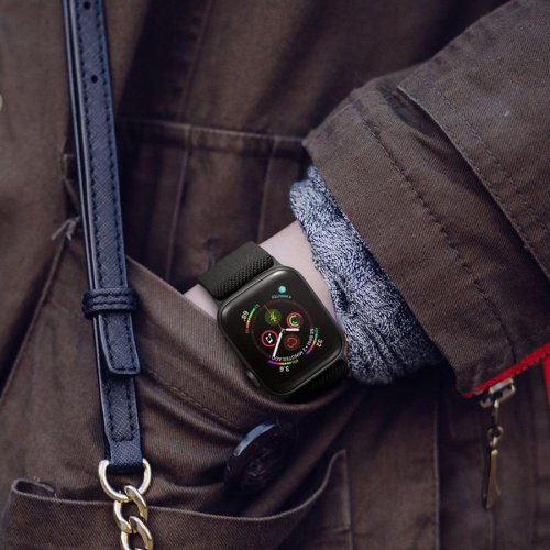 Remienky pre Apple Watch 4 / 5 / 6 / 7 / SE (42 / 44 / 45mm) | Tech-Protect Mellow čierny