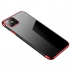 Obal pre iPhone 12 Pro Max | Kryt Electroplating frame transparent-červená