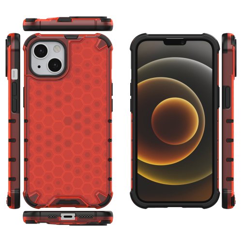 Obal pre iPhone 13 Mini | Kryt Honeycomb Bumper červený